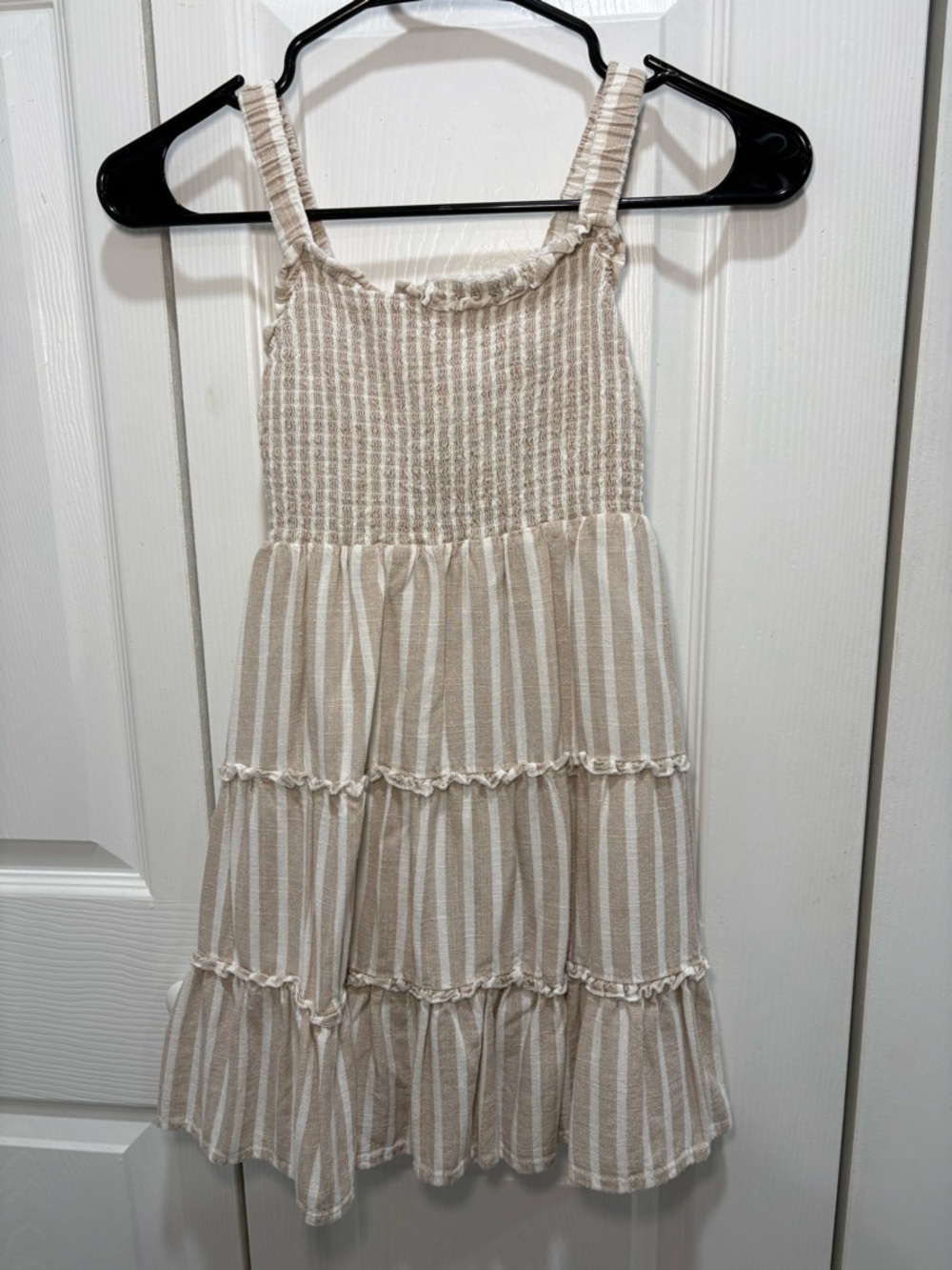 Threads & Trends Beige and White Tiered Sundress